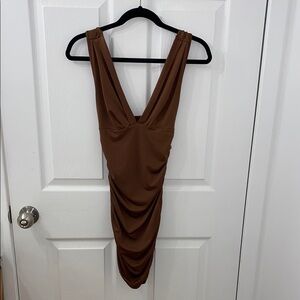 Chic Backless Brown Dress